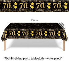 Tovaglia 70° Compleanno Decorazioni Nero e Oro Fornitura 70° Compleanno