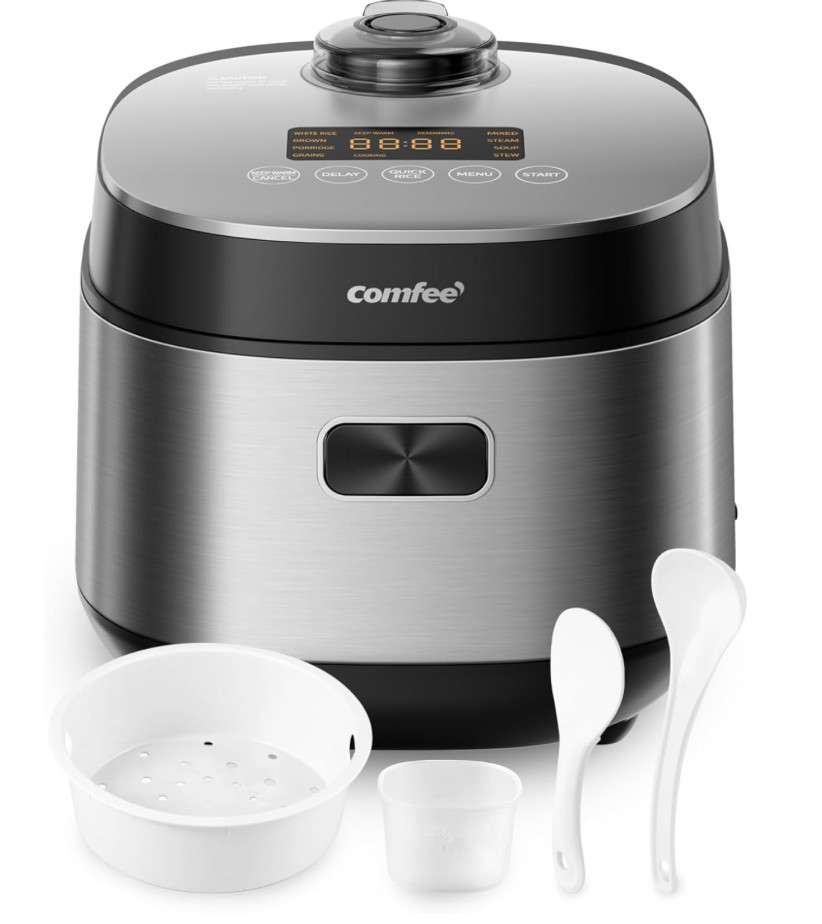 COMFEE' Compact Rice Cooker 8 Cups Cooked/4 Cups Uncooked, 9