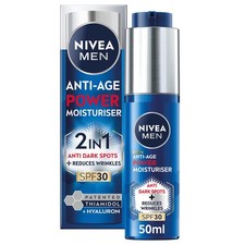 NIVEA MEN Anti-Age 2in1 Power Moisturiser (50ml), With SPF 30, Thiamidol, and