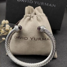 David Yurman 7mm Cable Bracelet Purple Amethyst Sterling Silver Medium