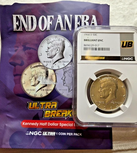 1964-D Kennedy Half Dollar NGC Brilliant U.S. 90% Uncirculated Silver Coin #113