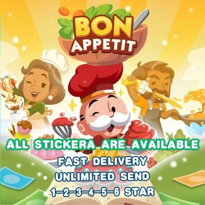 BON APPTIT Album Stickers Mono_poly_Go All Set Card 1 -6 Star Sticker Fast