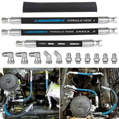 High Pressure Oil Pump HPOP Hoses Lines Kit & Crossover Line Fit for Ford 7.3L