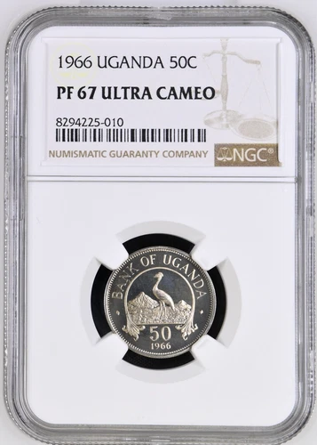 1966 Uganda 50 Cents Copper-Nickel Non-magnetic KM#4 NGC PF 67 Ultra Cameo
