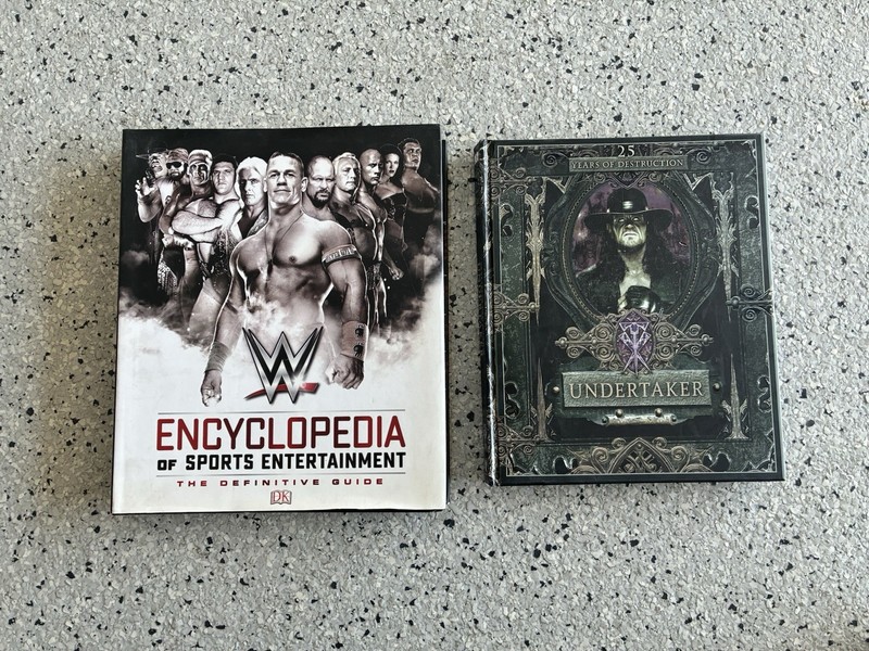 2 WWE Professional Wrestling Books. Hardcover. UNDERTAKER & Encyclopedia.