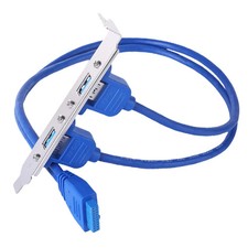 2 Ports USB 3.0 Back Panel to 20pin Header Cable with PCI Bracket 50cm