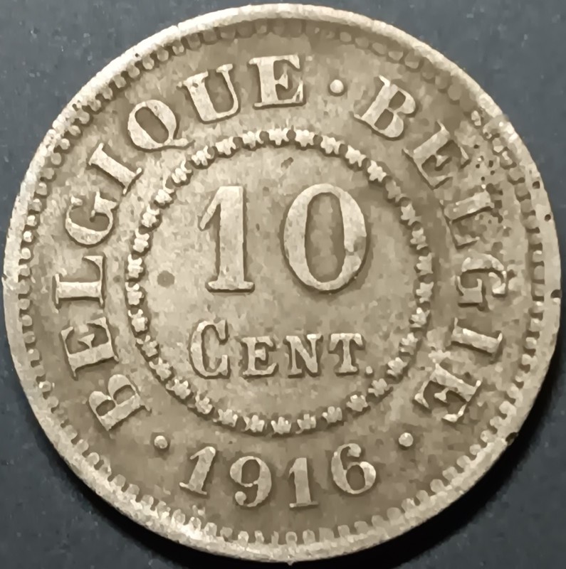 1916 Belgium 10 Centimes Excellent Condition German Occupation Coin