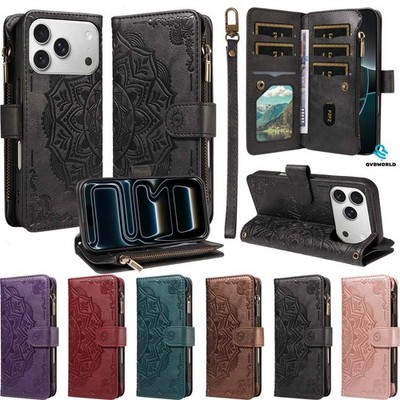 Für iPhone 17 16 15 14 13 12 11 XR Doka Mandala geprägt Wallet Case Handy Hülle