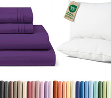 King Size 4-Piece Sheet Set  2 Cotton Pillows - Ultimate Comfort Bundle