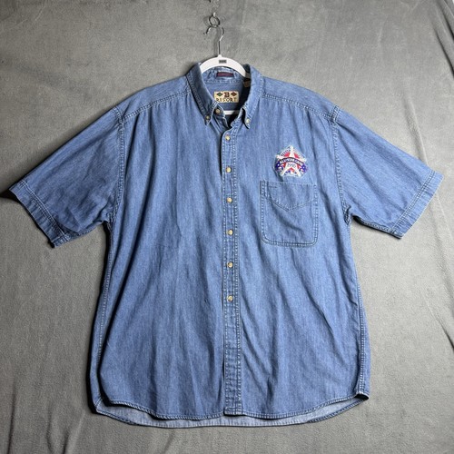 Vintage 1995 Texas Rangers MLB All Star Game Shirt XL Denim Button Up