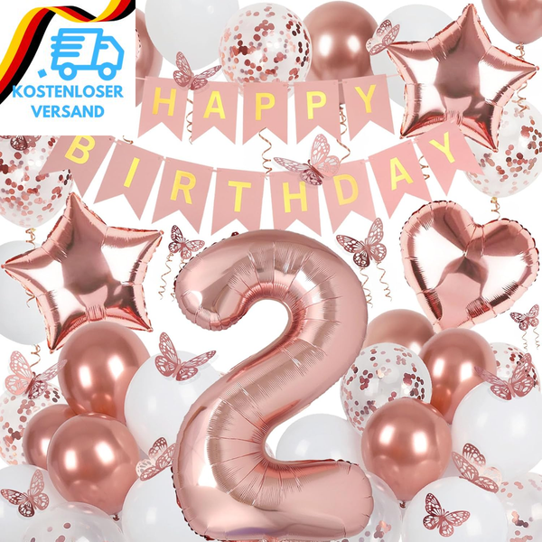 Deko 2. Geburtstag MäDchen, Rosegold Luftballon 2. Geburtstag, Happy Birthday Gi-image