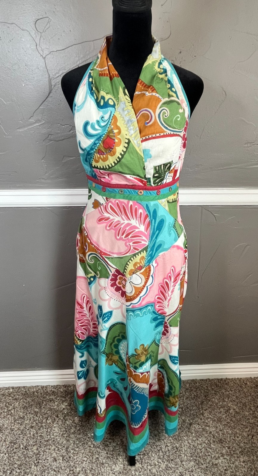 K Derry Maxi Dress Women's Size M Multi-Color Boho Festival Hippie
