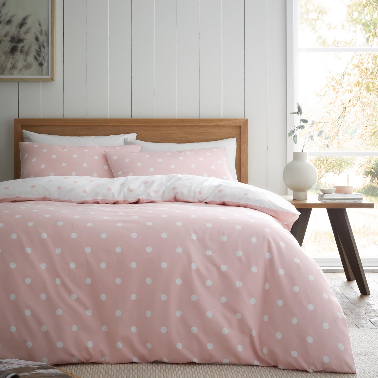 Catherine Lansfield Polka Dot 100% Brushed Cotton Duvet Set - Image 3