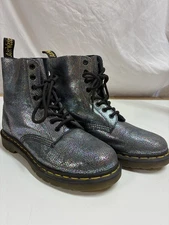 DR. MARTENS 1460 PASCAL SPARKLE IRIDESCENT CRACKLE LACE UP COMBAT BOOTS Wms Sz 8