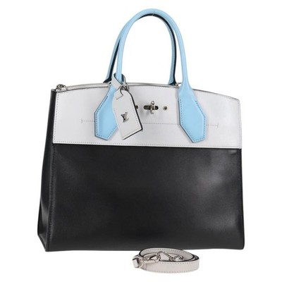 LOUIS VUITTON City Steamer MM Bag Calf leather Black Gray M42435 LV Auth BA2906V