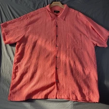 True Grit Button Up Shirt Men's Size 3X Orange Short Sleeve Camp Beach Summer