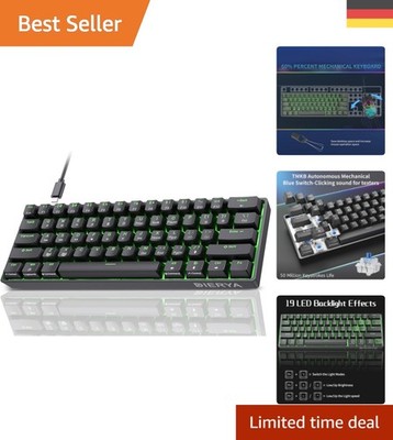 Ultra-kompakte DK61SE Gaming Tastatur mit Blue Switch und Anti-Ghosting, Schwarz