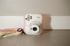 Fujifilm Instax Mini 26 Instant Film Camera Pink White with Strap TESTED WORKS