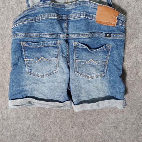 Lucky Brand Overalls 12 Denim Shortall Medium Stonewash Stretch Bib Cuff Shorts - Picture 8 of 11