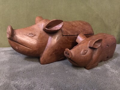 Paar Schmuckschatullen Schwein Schwein aus Holz