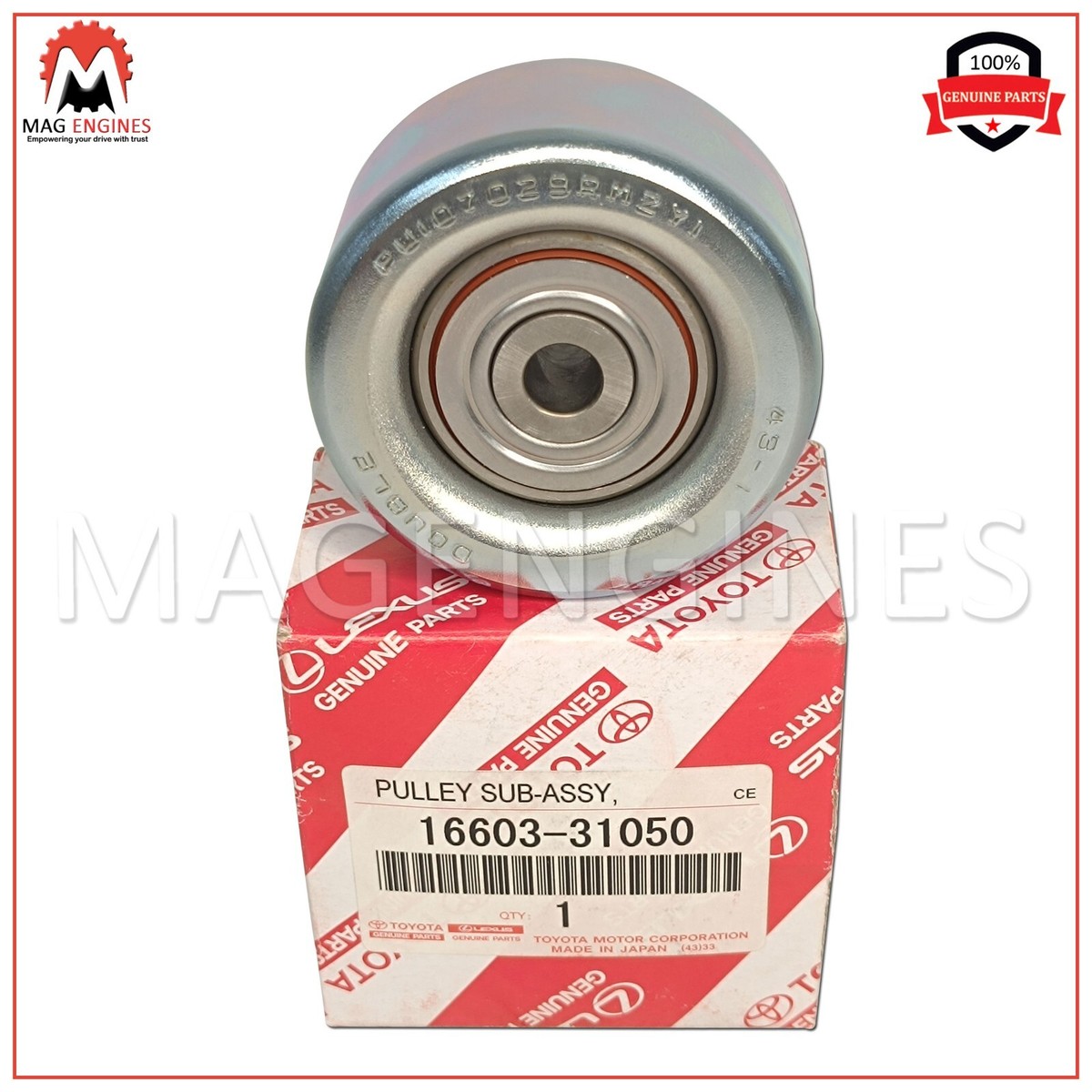 16603-31050 GENUINE OEM PULLEY SUB-ASSY, IDLER, NO.1 FOR 4RUNNER 