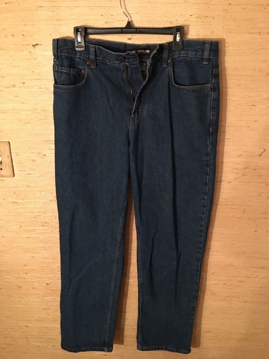 Men's Kirkland Signature Blue Dark Wash Pocket Denim Jeans Size