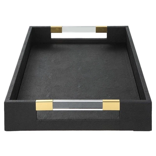 Uttermost Wessex Contemporary MDF Wood and Faux Shagreen Tray in Black - Picture 4 of 6