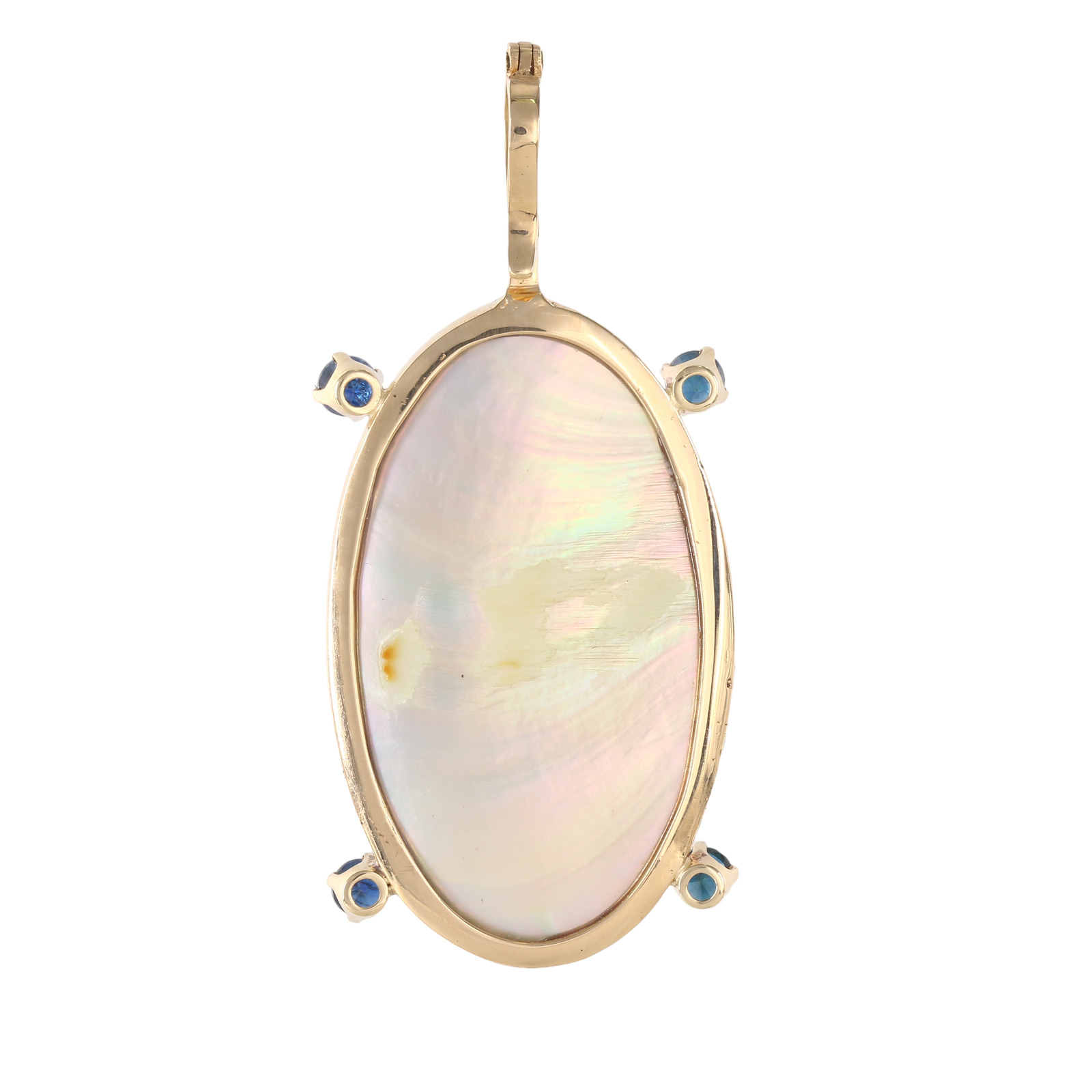 10k Yellow Gold Large Pearl And Sapphire Pendant … - image 3