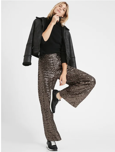 High Rise Wide Leg Sequin Pant #656418 