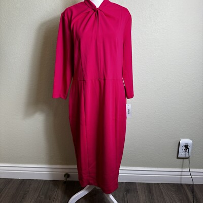 Donna Morgan Women's Sheath Dress Size 14 Pink Long Sleeves Back Zip