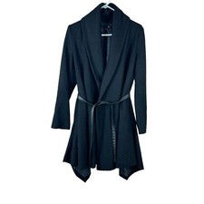 Ryu Womens Size S Black Tie Front Wool Overcoat Driving Coat