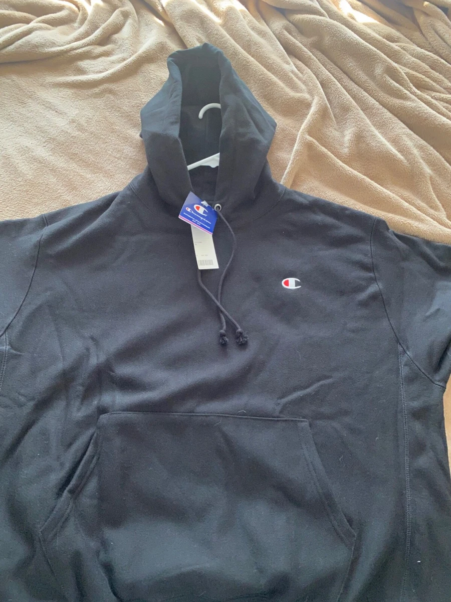 mens champion hoodie xl black double weave brand new with tags