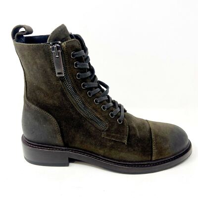 Thursday Boot Co Dark Olive Suede Major Womens Zipper Combat Mid
