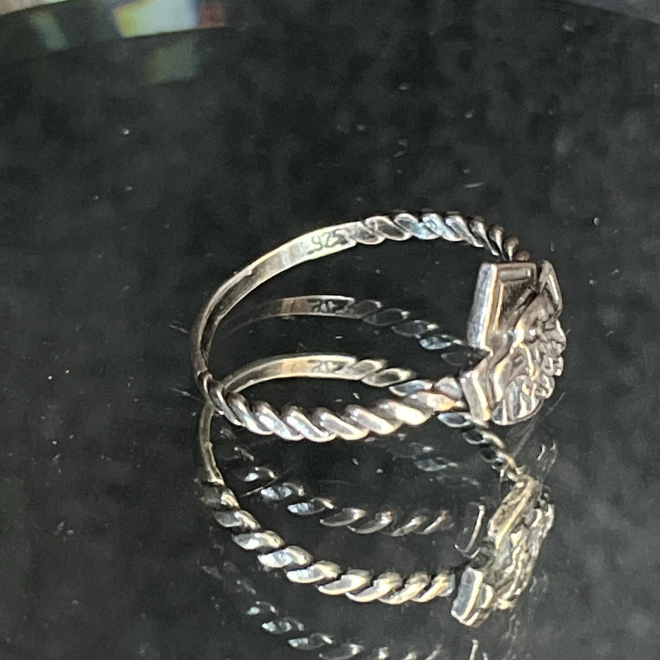 Vintage Unique Harley Davidson Motorcycle Eagle Sterling Silver Women’s S7 Ring - Image 4 of 4