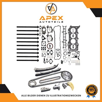 FÜR MAZDA 3 CX5 2,2 DIESEL MOTOR SHY1 DICHTUNG SET KOPF BOLZEN & STEUERKETTE KIT