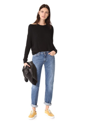 NWT Splendid Women's Soft Melange Sylvie Rib Shirt Black Size Small $120 K333