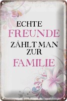 Blechschild Spruch 20X30 Cm Echte Freunde ZäHlt Zur Familie Deko Schild Tin Sign