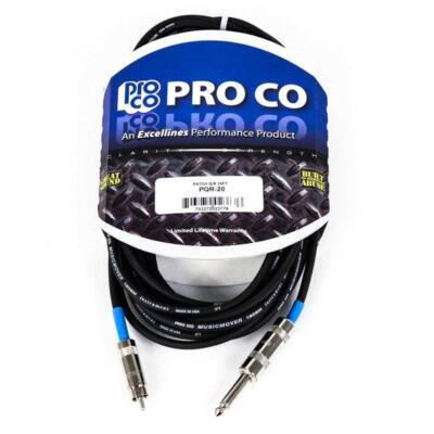 ProCo Excellines PQR-20 Phono/RCA to 1/4'' TS Patch Cable, 20-Foot Cord Wire 20'