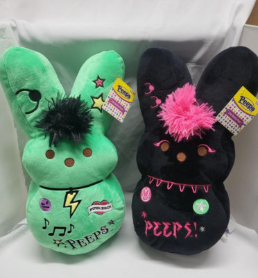 Peeps Black Pink & Green Emo Bunny Plush 16  Punk Rock 2025 EMO PUNK ROCK EASTER