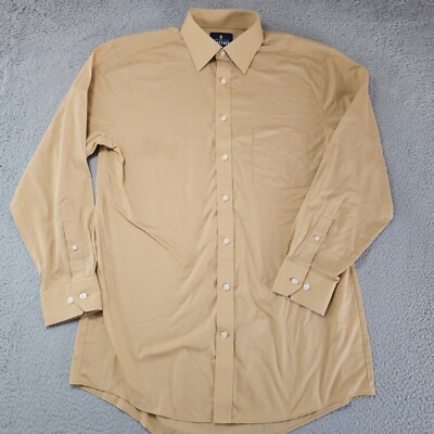Stafford Dress Shirt Mens Medium 15.5 32/33 Tan Regular Fit Travel  Broadcloth | eBay