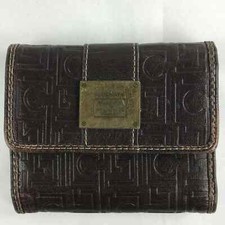 Liz Claiborne Wallet Womens Small Brown LC Logo Vintage Embossed Tri-Fold