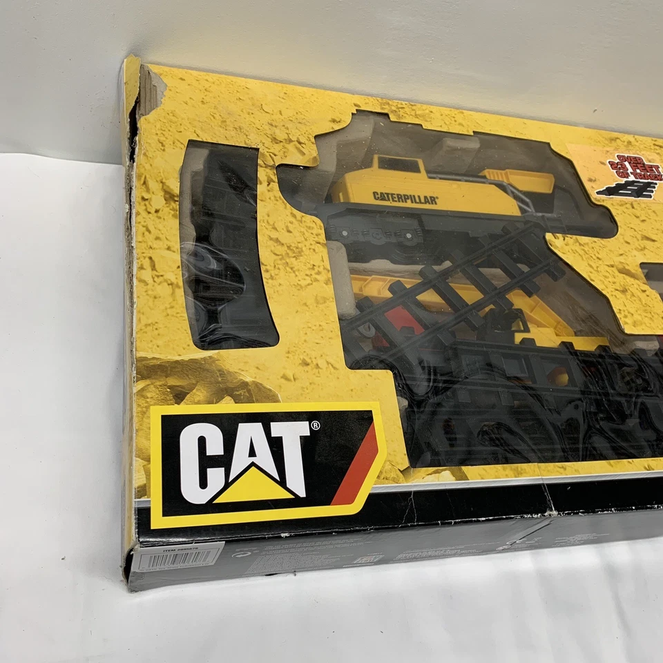 Caterpillar CAT Construction Express Train- 4 Cars & 25 Track Pieces TESTED! - Image 2 of 4