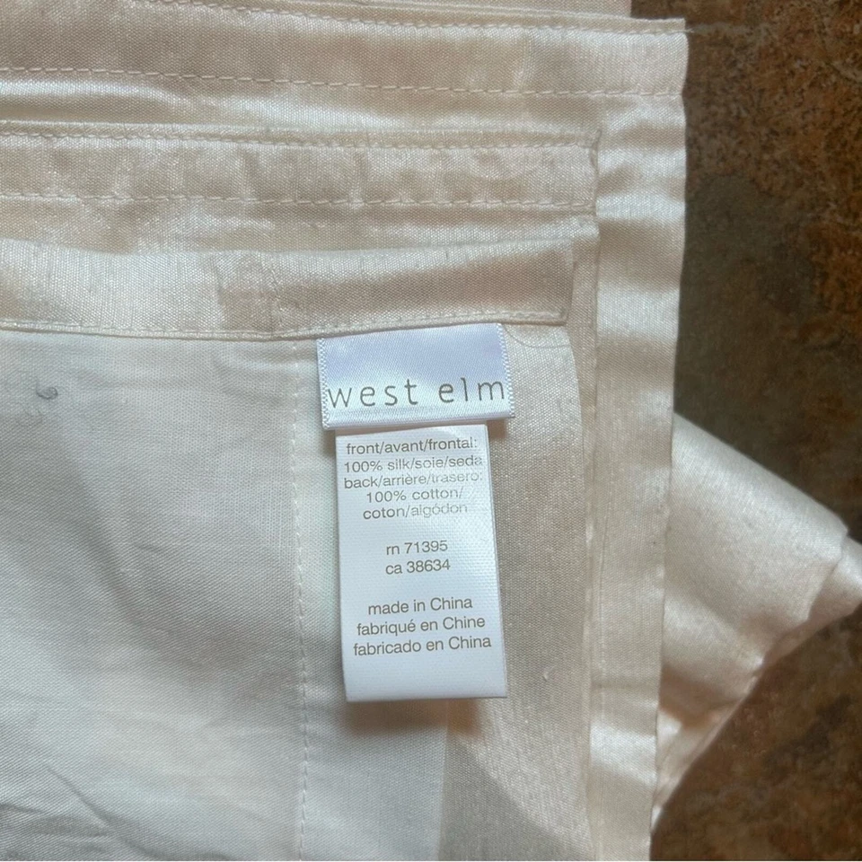 West Elm Window Curtain Panels Set of 2 Cream Silk Silver Grommets 48x84” - Image 3 of 4