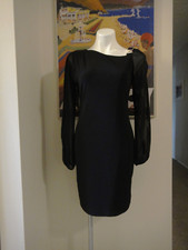 Ivanka Trump Cocktail Party Dress Black   Sheer Slit Sleeve  sz 4 Rhinestone LBD