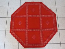 Hardanger: Tischdecke Hardanger Handarbeits Decke rot