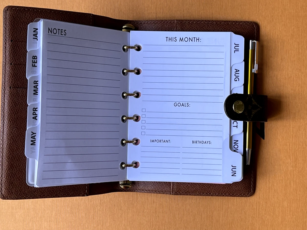 fits Louis Vuitton PM Agenda: 2024 Insert Weekly Tab Calendar+Filler Paper  + Pen