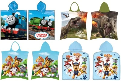 THOMAS DIE LOKOMOTIVE, JURASSIC WORLD, PAW PATROL Kinder Badeponcho mit Kapuze Thomas Paw Patrol Jurassic Dino 50x115 cm (Auswahl)