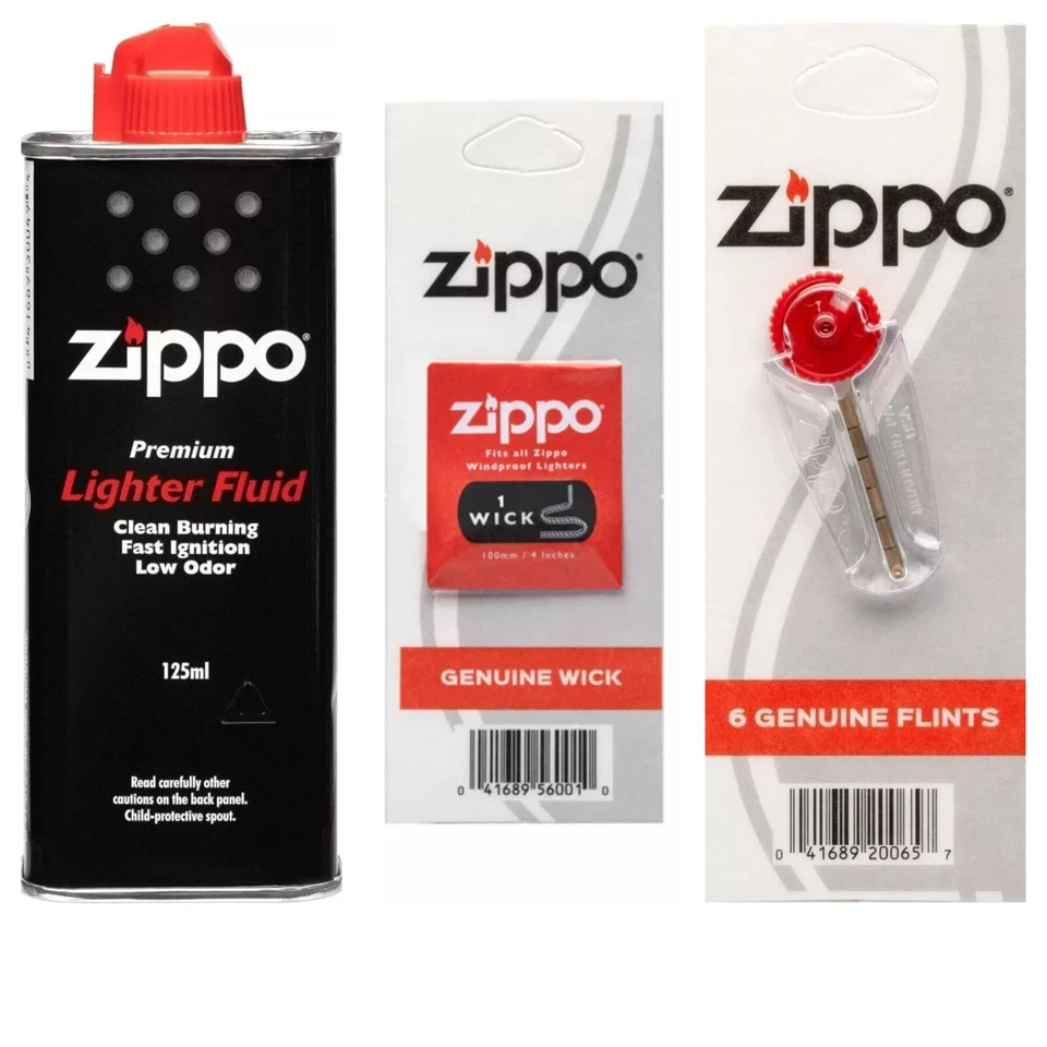 Genuine Original Zippo Premium Lighter Fuel Fluid Refill, Wick & Flints - Image 1 of 1