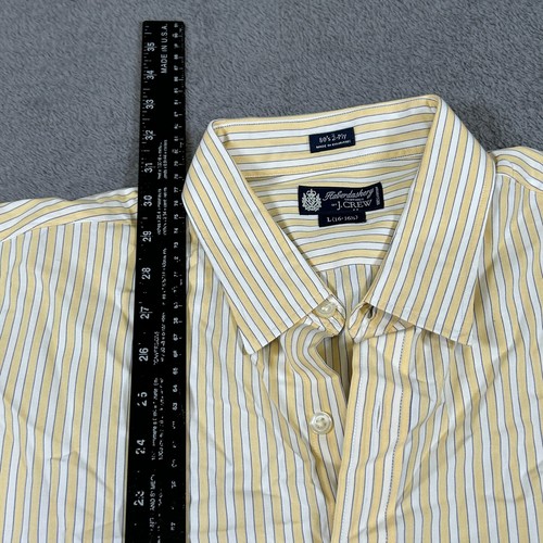 J.Crew Haberdashery Men's Shirt L 16-16.5 Yellow Stripe Cotton Classic Fit - Picture 4 of 6