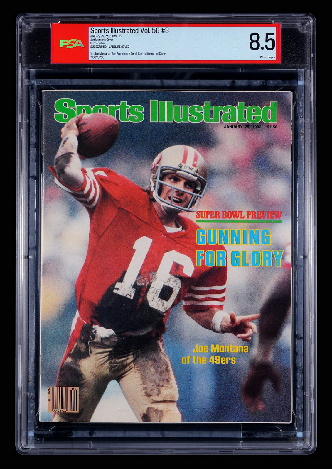 1982 Sports Illustrated Joe Montana 1st First SI Cover sub. - PSA 8.5